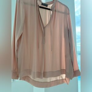 Astr Light Pinky Peach Women's v neck tie front Blouse size M